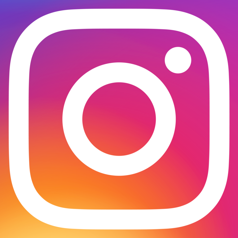 Logo d'Instagram avec un dégradé de couleurs violettes, roses et oranges.